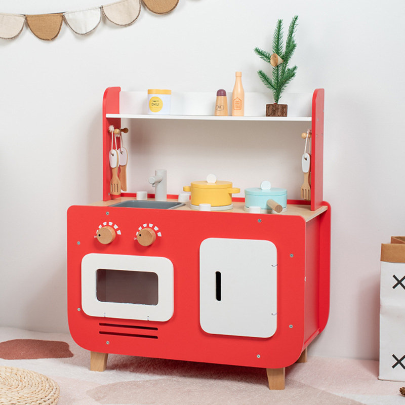 Red Delight Dual-Side Play Kitchen & Laundry Set