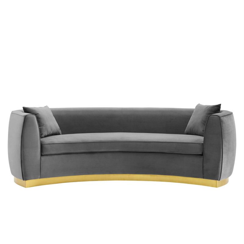 Modway Silver Orchid Perez Curved Velvet Sofa, Gray