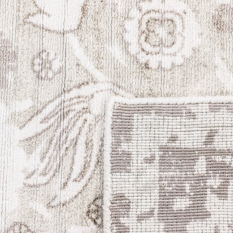 Wellington Hand Knotted Silk Oriental Area Rug in Mist, Rectangle 5' x 8'