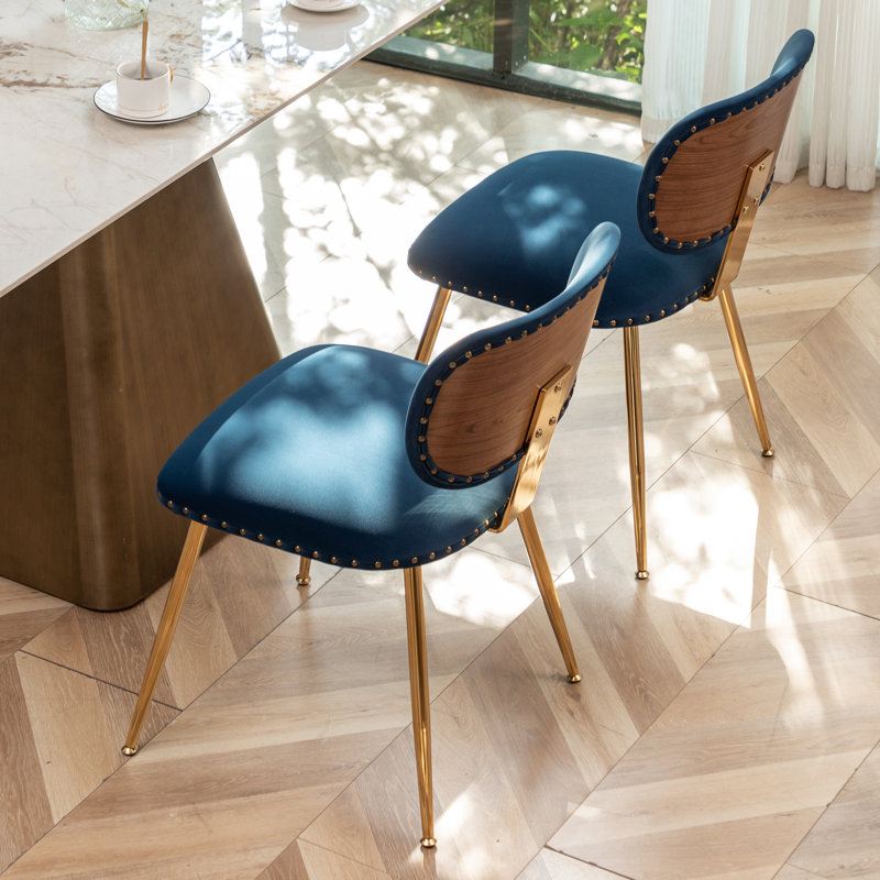 Chaise d'appoint rembourrée en coton Jahking, Bleu