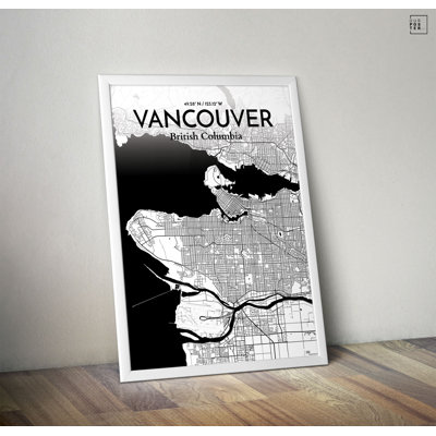 « vancouver city map », reproduction d’impression sur affiche à motif encre
