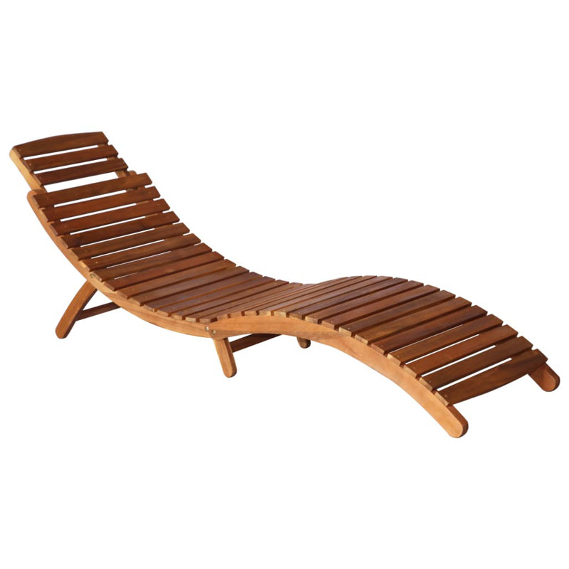 Chaise longue simple en acacia avec coussins et table Eduard, Vin rouge