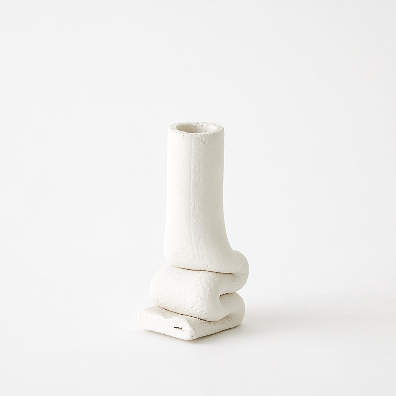 Vase de table Squoze, H 7,5 po x l 3,5 po x P 3 po, Blanc
