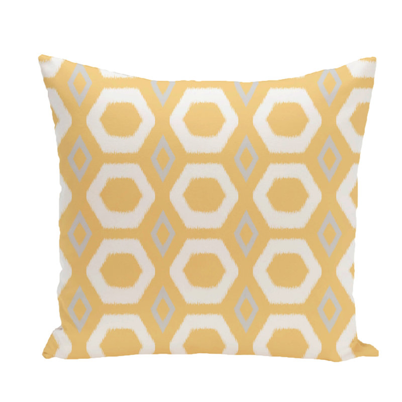 Geometric Reversible Throw Pillow, 20" H x 20" W x 7" D, Lemon