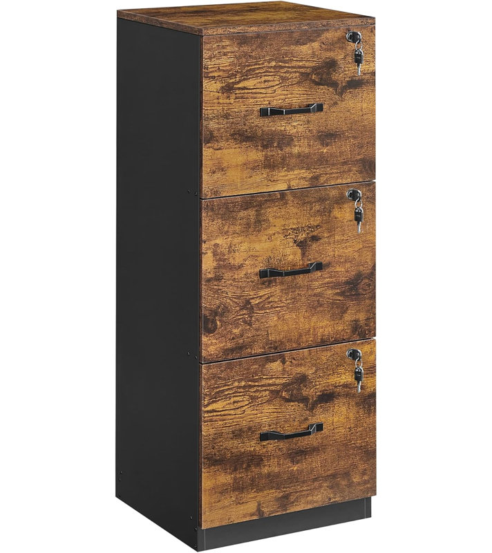 Fyllia 40 cm W 3 -Drawer Mobile Filing Cabinet, Black/Brown