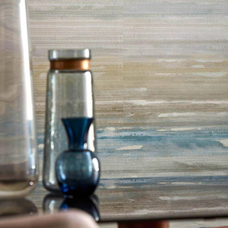 Elements Wallpaper, Stone/Teal