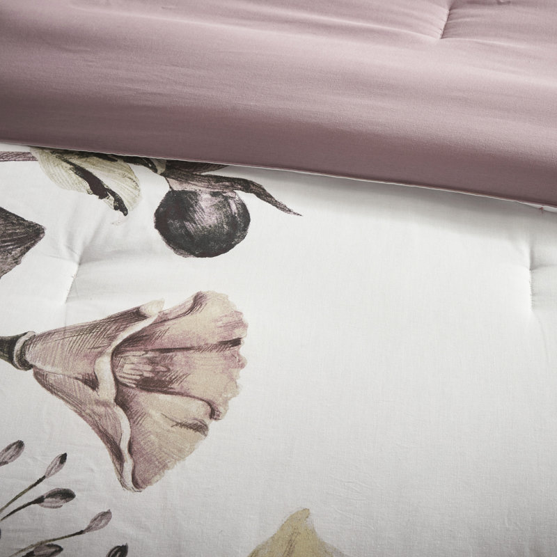 Édredon 8 pièces pour lit très grand - imprimé de coton avec imprimé floral romantique pour la chambre à coucher et l'attrait
