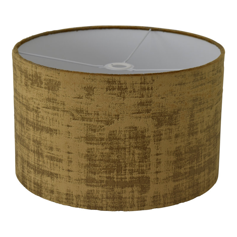 Drum Velvet Lamp Shade ( Uno ), 22cm H x 25cm W x 25cm D, Gold Ochre