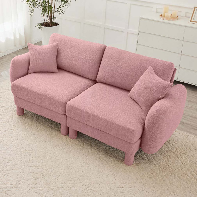 Canapé-lit 2 places avec accoudoirs en forme de coquillage Boucle, Rose