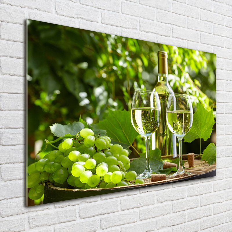 White Wine And Fruits - No Frame Print on Glass