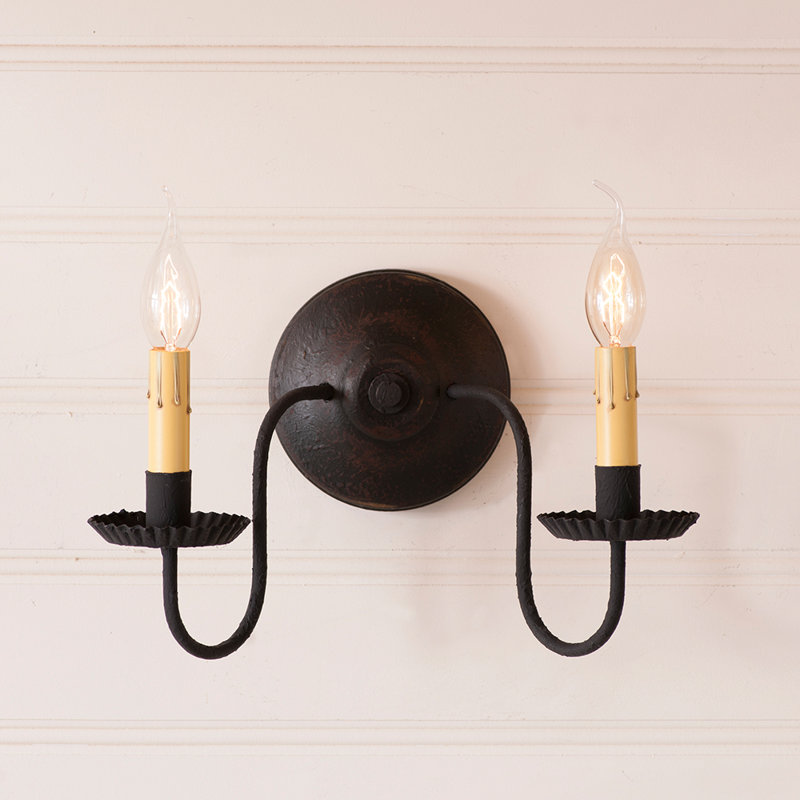 Lampe murale bougie 2 lumières Wilham, Noir