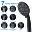 Pomme de douche à pluie ronde 8 pouces, douchette à main haute pression avec barre coulissante sans perçage, bras d'extension réglable, inverseur à 3 voies et boyau de 5 pieds, noir mat, valve non incluse-134529941
