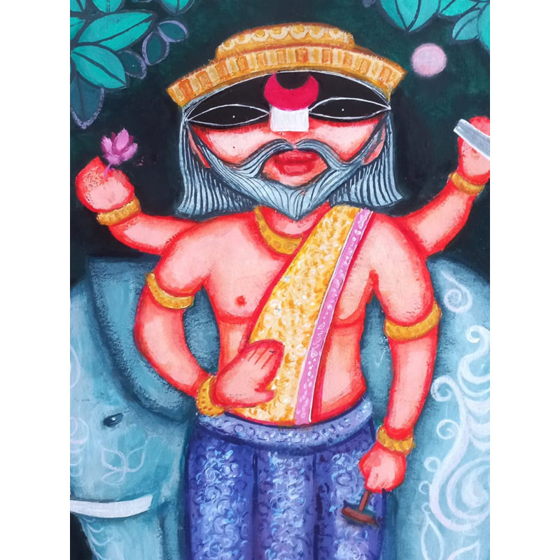 Lord Vishwakarma | Acrylique sur papier | Par Tuhin Rakshit