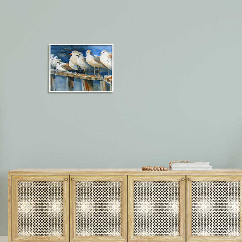 Balade sur la plage avec balançoires côtières par MB Cunningham - Peinture, H 16 po x l 20 po x P 1,5 po