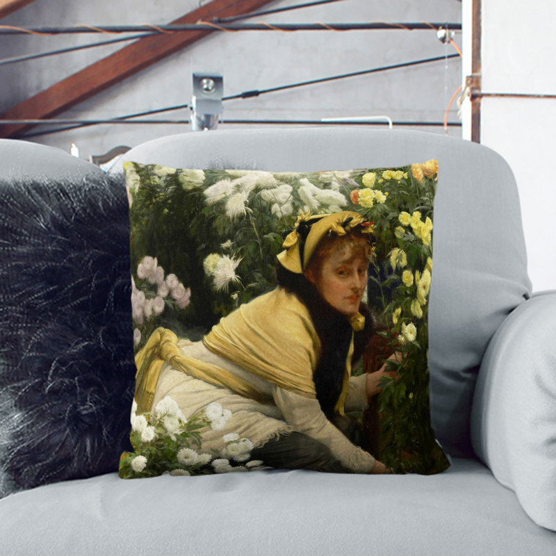 Chrysanthemums Scatter Cushion, Black, 40cm H x 40cm W x 15cm D