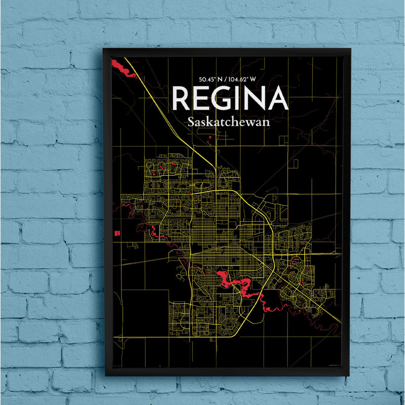 Regina City Map - No Frame Print, 61cm H x 46cm W