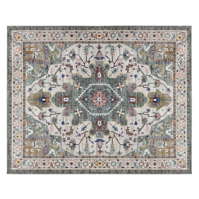 Tapis lavable antidérapant, paillasson à motif rétro à poils courts