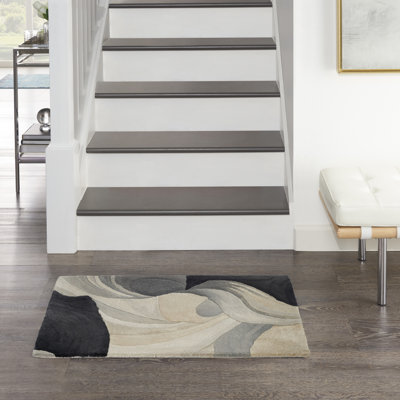  Tapis d'intérieur moderne ivoire noir 2 pi x 3 pi Prismatic