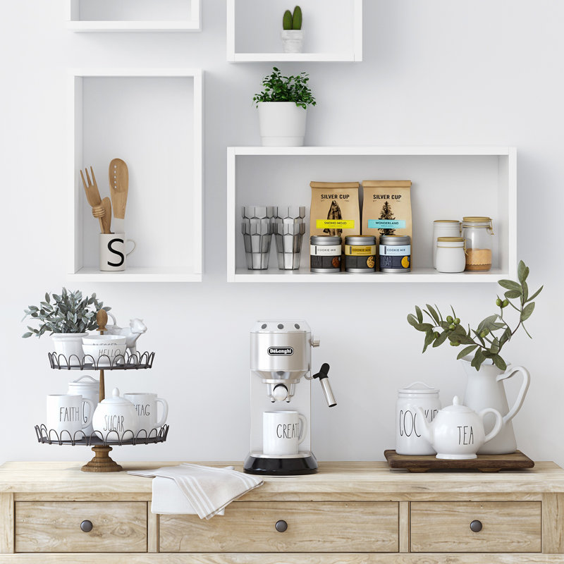  Ensemble de 4 tablettes murales cubiques flottantes pour la découverte de l'espace, blanches, Blanc