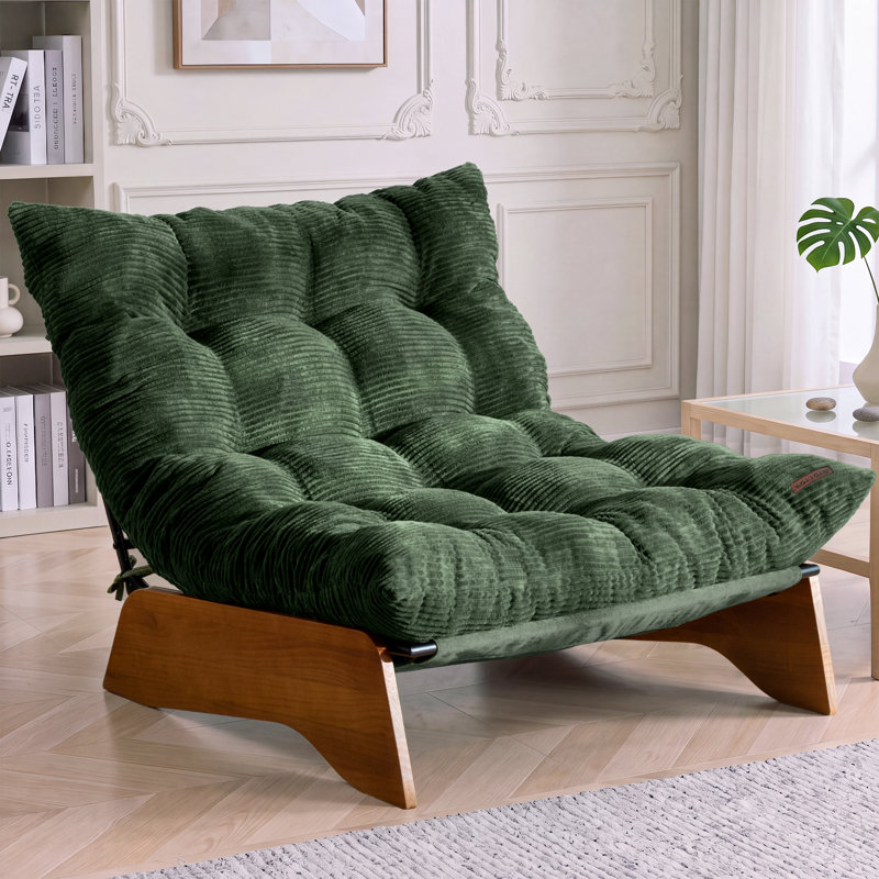 Fauteuil de salon ajustable, fauteuil lounge 3 positions, dossier réglable, fauteuil d'appoint capitonné, Green-Corduroy