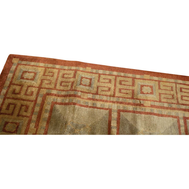 Tapis oriental gris / rouge / brun en laine noué à la main 6 pi x 8 pi Oriental