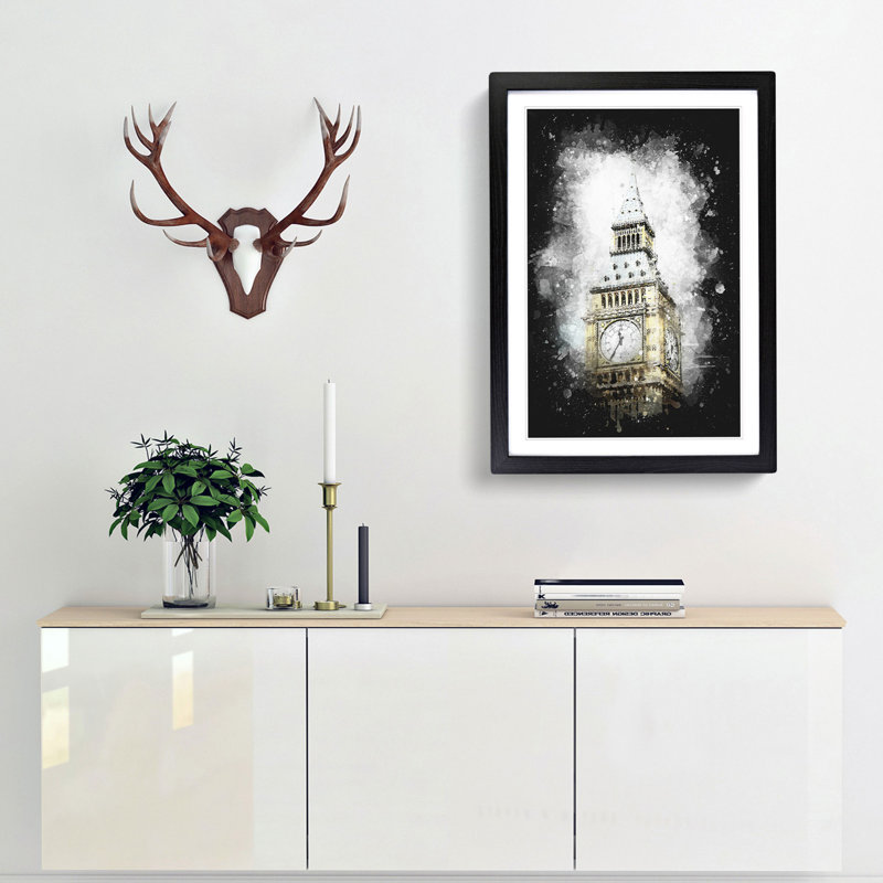Big Ben - Picture Frame Graphic Art Print, 63cm H x 45cm W x 2cm D, Black Framed