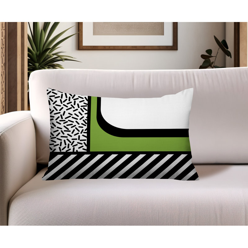 Oreiller rectangulaire réversible intérieur / extérieur Jazzo, Rectangulaire H 14 po x l 20 po, Chartreuse