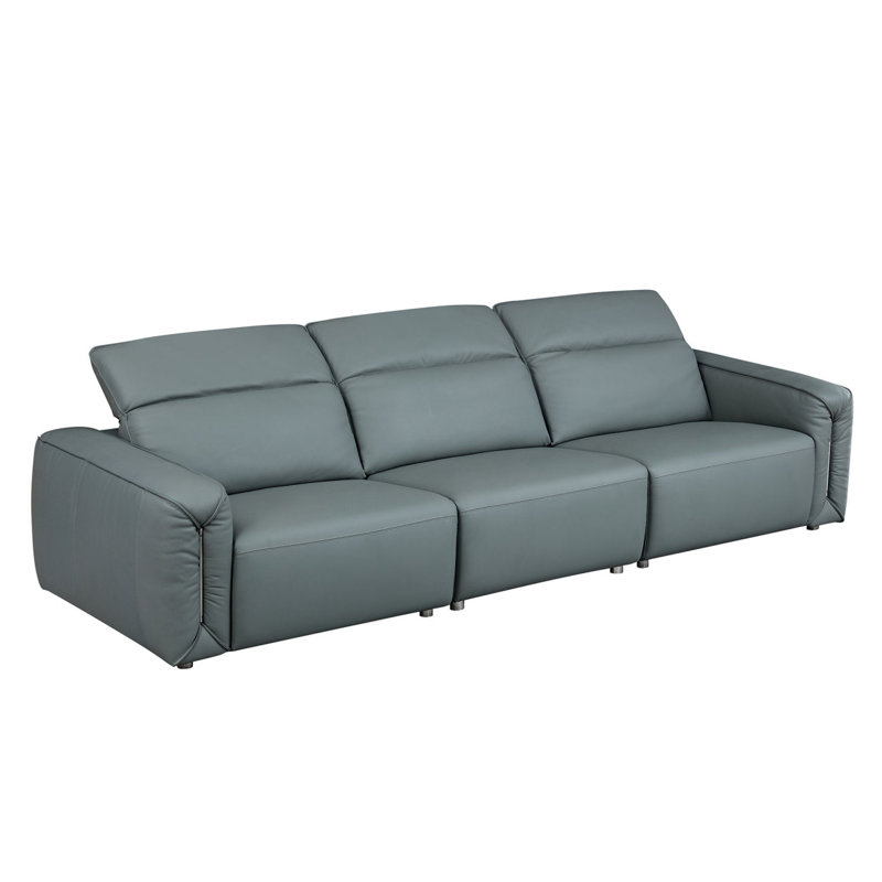 Canapé moderne en cuir 3 places à conception simple, canapé confortable avec sièges très profonds, canapé-lit réglable, Gris