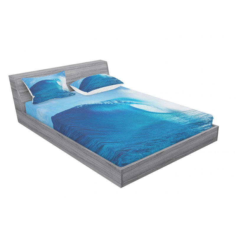 Ocean Microfiber Sheet Set, Queen Sheet Set + Fitted Sheet + 2 Pillowcases, Blue