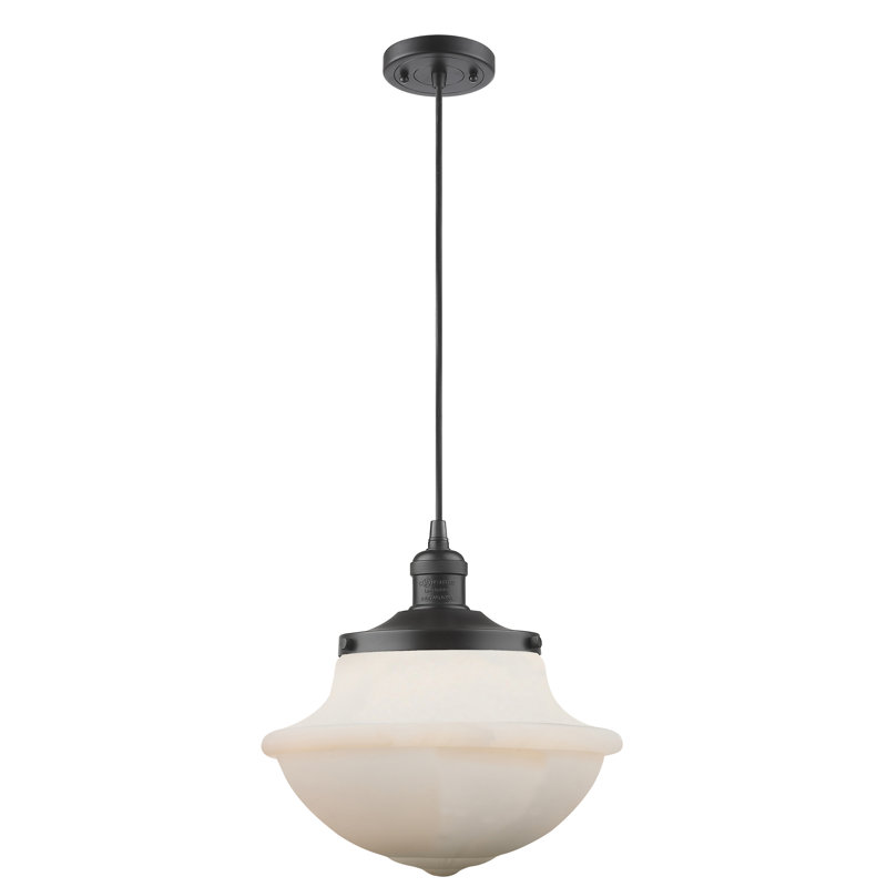 Luminaire suspendu simple à 1 lumière Baptiste, Ampoule non incluse, Blanc mat, Bronze huilé