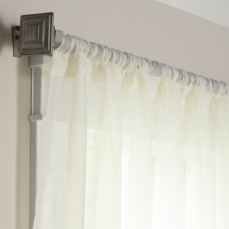 Kober Solid Sheer Rod Pocket Curtain Panels, Ivory, 59"W x 84"L