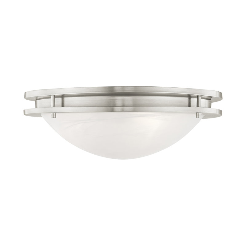 Plafonnier encastré 2 lumières Adrielle, Nickel brossé, H 5 po x l 17 po x P 17 po