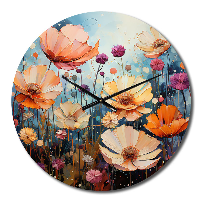 Horloge murale Meadow Impressionistic Blooms Pointillism II, Moyenne