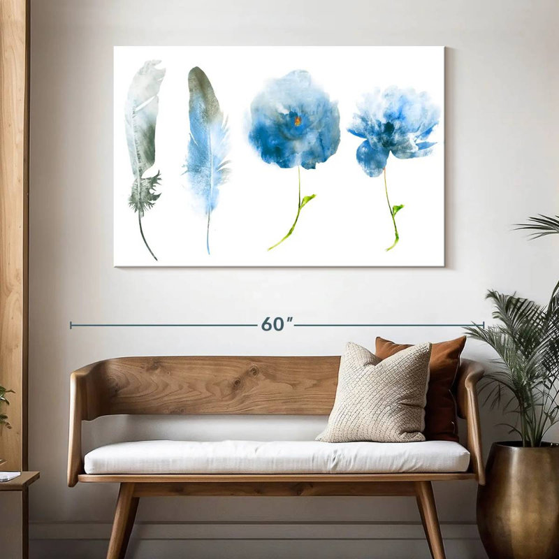 Fleurs bleues Harnek Airy, H 32 po x l 48 po