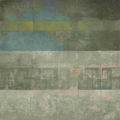 Peinture abstraite bleu-gris-vert