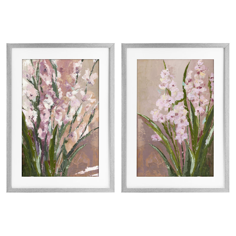 Ensemble de 2 impressions encadrées sous verre Fading Floral Radiance, design par Susan Pepe, H 20 po x l 14 po