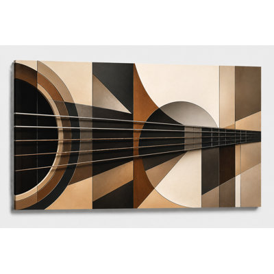 Grandes cordes de guitare abstraites, art mural, instrument de musique géométrique, œuvre d'art sur toile, décoration contemporaine pour salon, bureau, impression sur toile 24 x 36 pouces - prête à être accrochée