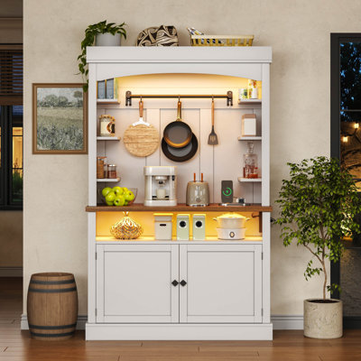 183 Cm Kitchen Pantry Cabinet With Led Lights