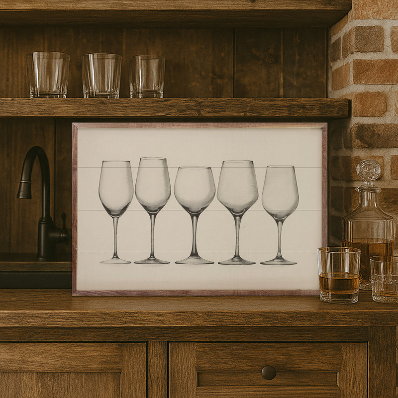 Verres à vin, H 5 po x l 8 po