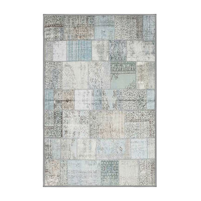 Tapis gris/bleu zone contemporaine