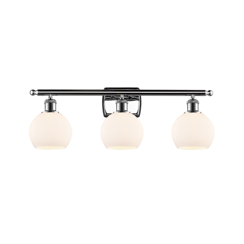 Éclairage pour salle de bain 3 lumières Cindi, Blanc mat, DEL, Chrome poli