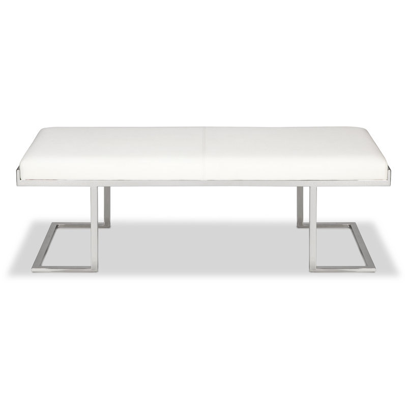 Sherer Faux Leather Upholstered Bench, White
