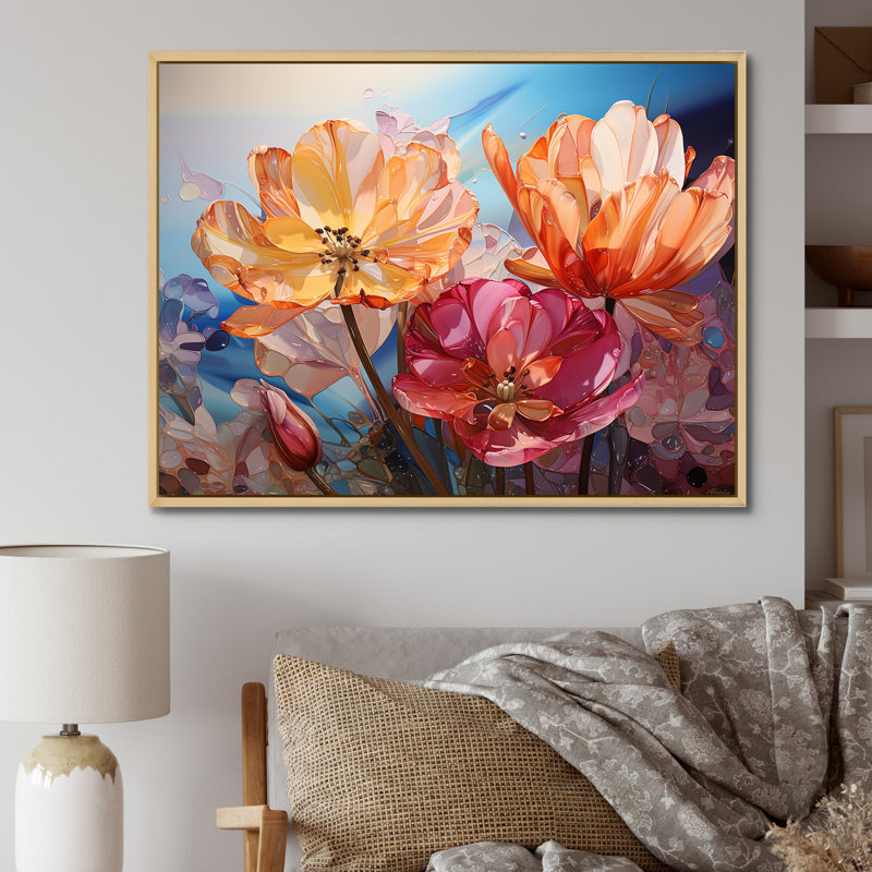 «Glass Tulips», impression sur toile, Cadre naturel flottant, H 34 po x l 44 po x P 1,5 po