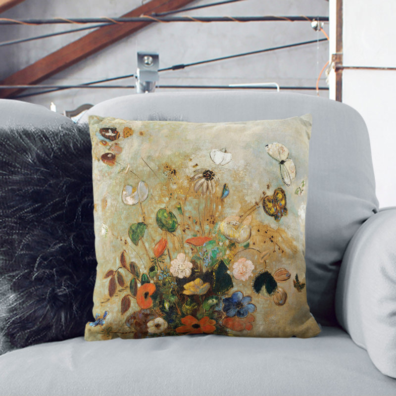 Vase Of Flowers Vol.5 Square Throw Cushion, 40cm H x 40cm W x 15cm D, Stone