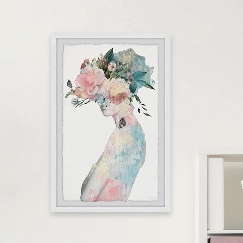 «Flower and Butterflies II», reproduction encadrée, H 24 po x l 16 po x P 1,5 po