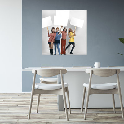 1960S Four Women Protesters Holding Blank Signs Classic Modern Retro Wall Art