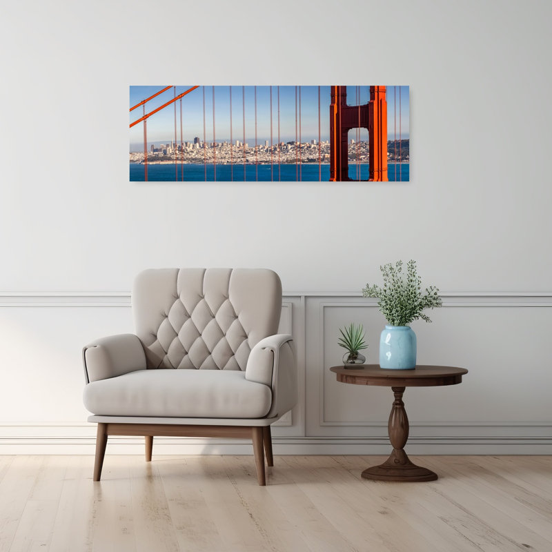 Golden Gate, vue sur la ville, architecture abstraite, art mural, H 12 po x l 36 po