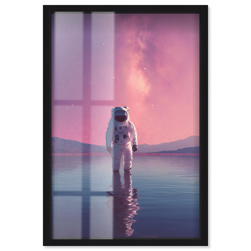 Art mural Astronaut de synthwave Spacewalker II par Art Remedy, cadre noir, 37 x 55, H 55 po x l 37 po, Structure noire