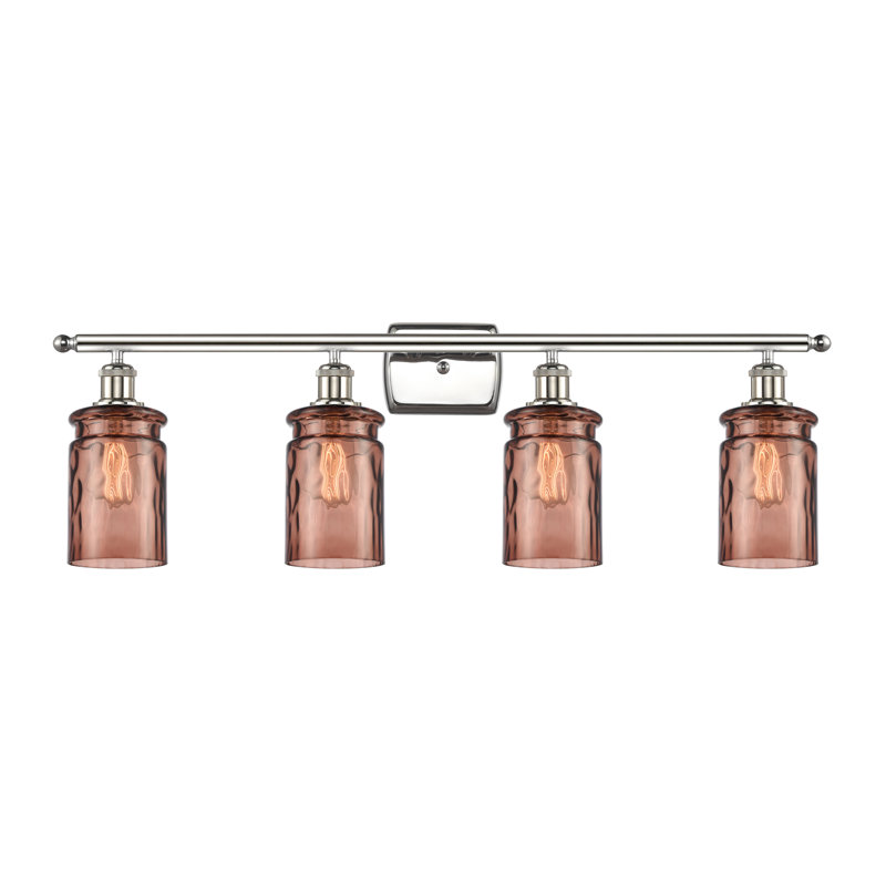 Éclairage de salle de bain à intensité variable 4 lumières Binkley, Verre limpide, Ampoule DEL rétro de 3,5 watts