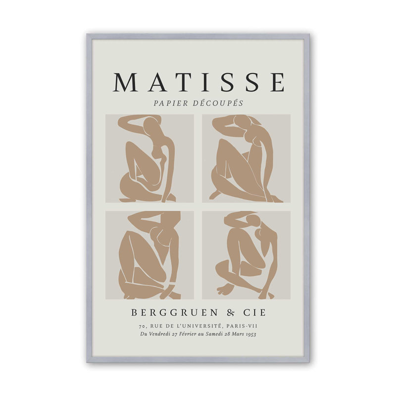 Nus Brun Matisse, reproduction d'art sur cadre, H 25,25 po x l 19,25 po, Chrome poli